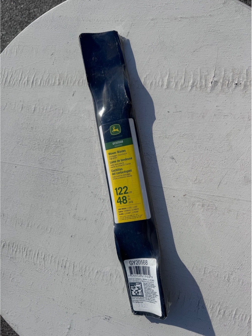 John Deere GY20568 OEM 48” Mower Blade Kit 3 Pack L120 L130 NEW Sealed